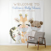 Dieren Met Masker Jongen Baby Shower XL Achtergron Wandkleed (In situ)