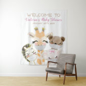 Dieren Met Masker Meisje Baby shower L Achtergrond Wandkleed (In situ)