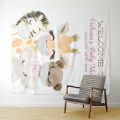 Dieren Met Masker Meisje Baby shower XL Achtergron Wandkleed (In Situ (horizontaal))