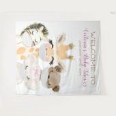 Dieren Met Masker Meisje Baby shower XL Achtergron Wandkleed (Voorkant (horizontaal))