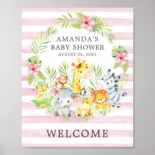 Dieren met Oerwoud en zoet Baby shower Welkome Pos Poster