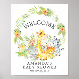 Dieren met Oerwoud en zoet Baby shower Welkome Pos Poster