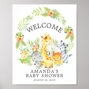 Dieren met Oerwoud en zoet Baby shower Welkome Pos Poster