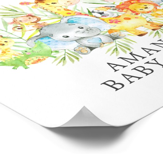 Dieren met Oerwoud en zoet Baby shower Welkome Pos Poster (Hoek)