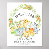 Dieren met Oerwoud en zoet Baby shower Welkome Pos Poster (Voorkant)