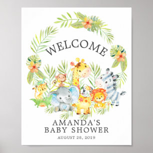 Dieren met Oerwoud en zoet Baby shower Welkome Pos Poster