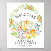 Dieren met Oerwoud en zoet Baby shower Welkome Pos Poster (Voorkant)