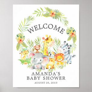 Dieren met Oerwoud en zoet Baby shower Welkome Pos Poster