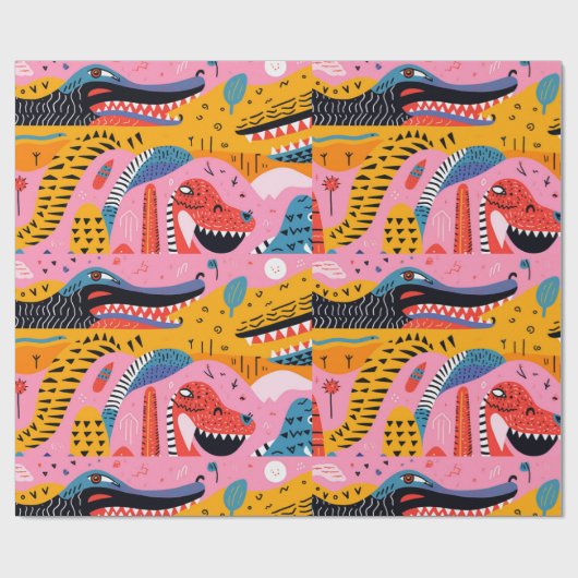 Dieren met patronen met doodles Wrapping Paper Cadeaupapier (Vlak)