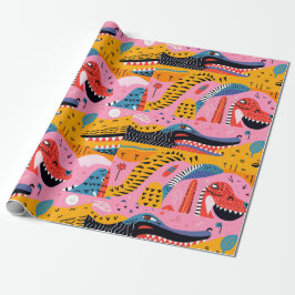 Dieren met patronen met doodles Wrapping Paper Cadeaupapier