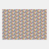 Dieren met rode kerstmutsen op vakantie inpakpapier vel (Voorkant 2)