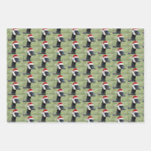 Dieren met rode kerstmutsen op vakantie inpakpapier vel (Voorkant 3)