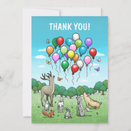 Dieren met verjaardagsballonnen bedankkaart