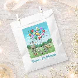 Dieren met verjaardagsballonnen bedankzakje
