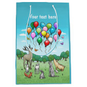 Dieren met verjaardagsballonnen medium cadeauzakje (Voorkant)