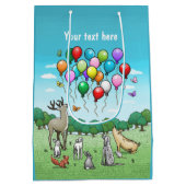 Dieren met verjaardagsballonnen medium cadeauzakje (Achterkant)