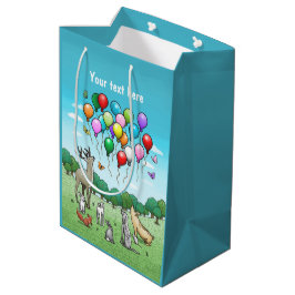 Dieren met verjaardagsballonnen medium cadeauzakje