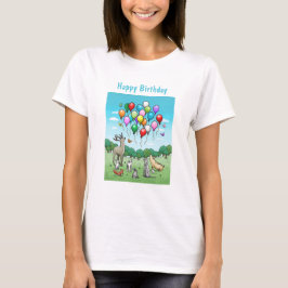 Dieren met verjaardagsballonnen t-shirt