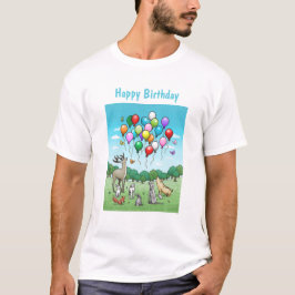 Dieren met verjaardagsballonnen t-shirt