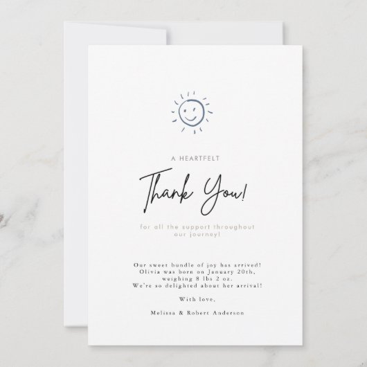 Dieren Modern Baby Birth Announcement Briefkaart (Achterkant)