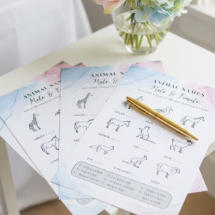 Dieren Namen Mannelijk en Vrouwelijk Roze Blauw Qu