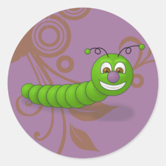 Dieren & Natuur Sticker, Worm Ronde Sticker