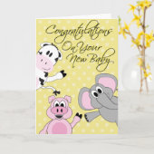Dieren - Nieuw Baby Wenskaart Kaart (Gele Bloem)