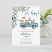 Dieren Oerwoud ?Car Oh Boy Baby shower Kaart (Staand voorkant)