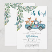 Dieren Oerwoud ?Car Oh Boy Baby shower Kaart (Voorkant / Achterkant)