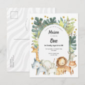 Dieren, Oerwoud Eerste verjaardag Uitnodiging voor (Voorkant / Achterkant)