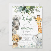 Dieren Oerwoud Safari Oh Boy Baby shower Kaart (Voorkant)
