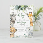 Dieren Oerwoud Safari Oh Boy Baby shower Kaart (Staand voorkant)