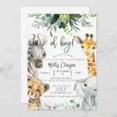 Dieren Oerwoud Safari Oh Boy Baby shower Kaart (Voorkant / Achterkant)