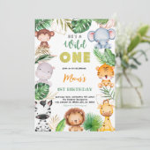 Dieren Oerwoud Safari Wild ONE Verjaardagsfeest Kaart (Staand voorkant)