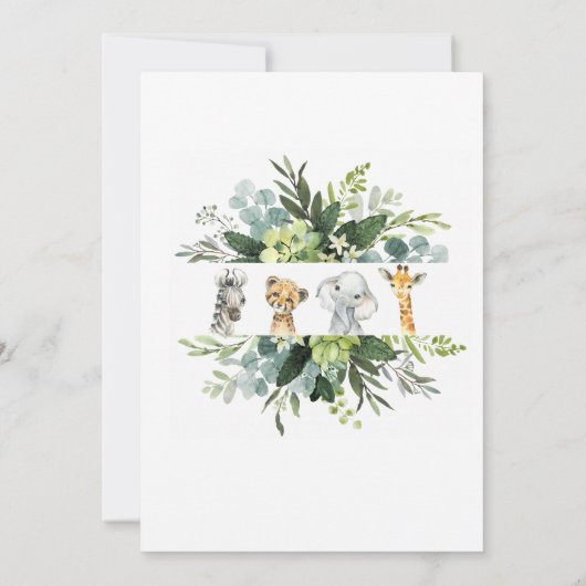 Dieren Oerwoud Safari Wild ONE Verjaardagsfeest Kaart (Achterkant)