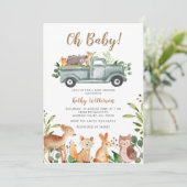 Dieren Oerwoud Vrachtwagen Baby shower Kaart (Staand voorkant)