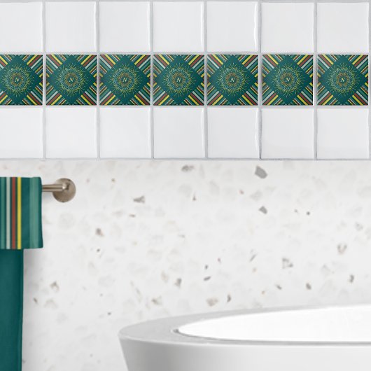 Dieren onder de zon Mandala Stripes, speciaal gepe Tegeltje