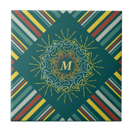 Dieren onder de zon Mandala Stripes, speciaal gepe Tegeltje (Voorkant)
