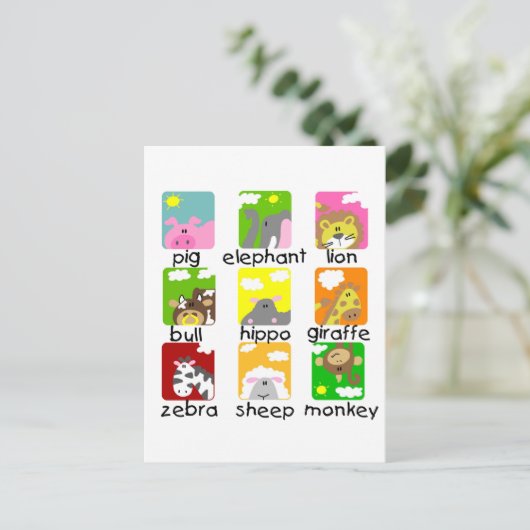 Dieren op Briefkaart van de parade (Staand voorkant)