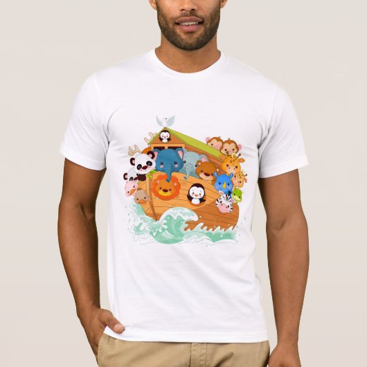 Dieren op de Noahs Art Mannen T-Shirt (Voorkant)