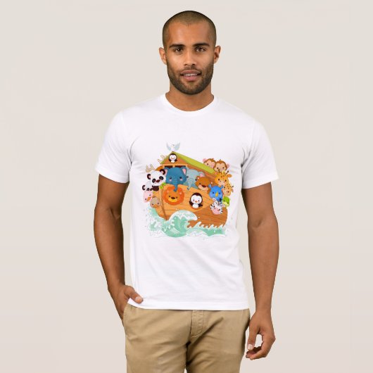 Dieren op de Noahs Art Mannen T-Shirt (Voorkant volledig)