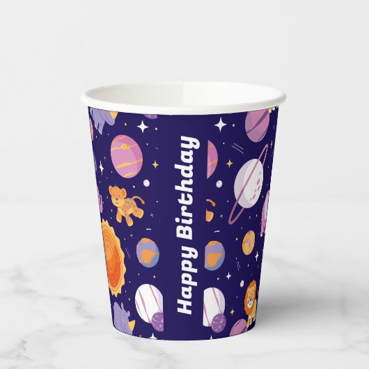 Dieren op de ruimte partij cups papieren bekers (Links)