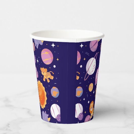 Dieren op de ruimte partij cups papieren bekers (Rechts)