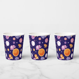 Dieren op de ruimte partij cups papieren bekers