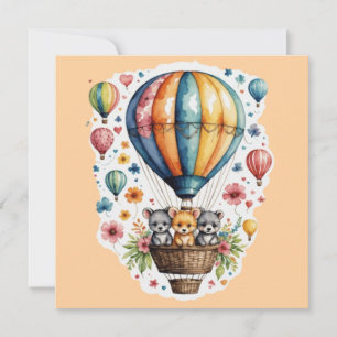 Dieren Op Een ballon Kaart