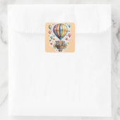 Dieren Op Een Ballon Vierkante Sticker (Tas)