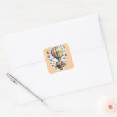 Dieren Op Een Ballon Vierkante Sticker (Envelop)