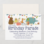 Dieren op een parade met uitnodiging tot geboorte (Voorkant / Achterkant)