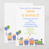 Dieren op een treinzondagsuitnodiging kaart (Voorkant / Achterkant)