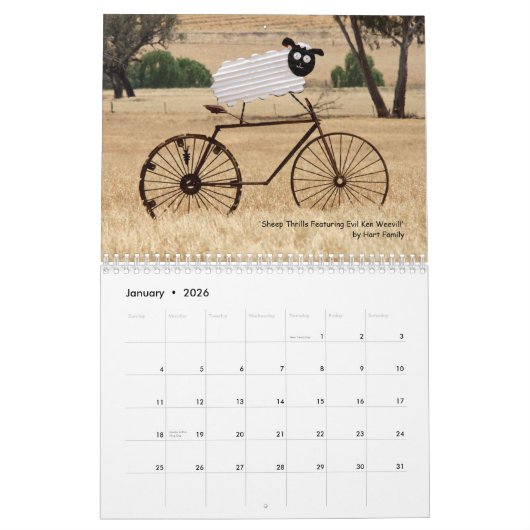Dieren op fietsenkalender kalender (Jan 2026)